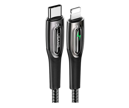 Kabel USAMS Kabel pleciony C/Lightning Smart Power-off 20W 1,2m czarny